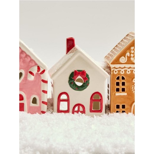 Sinsay - Świecznik z motywem zimowym w kształcie domku - biały Sinsay One Size Sinsay
