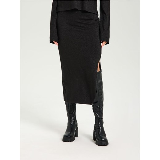 Sinsay - Spódnica midi z gumką w pasie - czarny ze sklepu Sinsay w kategorii Spódnice - zdjęcie 186252140