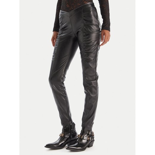 PINKO Spodnie z imitacji skóry Panelle 105375 A2P5 Czarny Slim Fit ze sklepu MODIVO w kategorii Spodnie damskie - zdjęcie 186252544