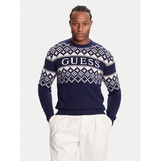 Guess Sweter M5BR61 Z4142 Granatowy Regular Fit ze sklepu MODIVO w kategorii Swetry męskie - zdjęcie 186252600