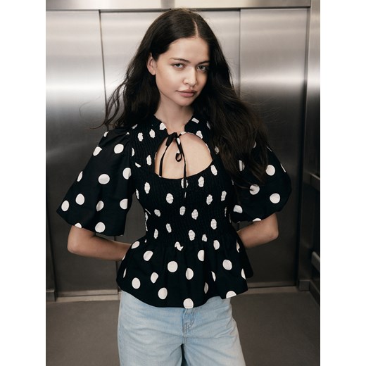 Reserved - Bluzka z baskinką - czarny ze sklepu Reserved w kategorii Bluzki damskie - zdjęcie 186253874