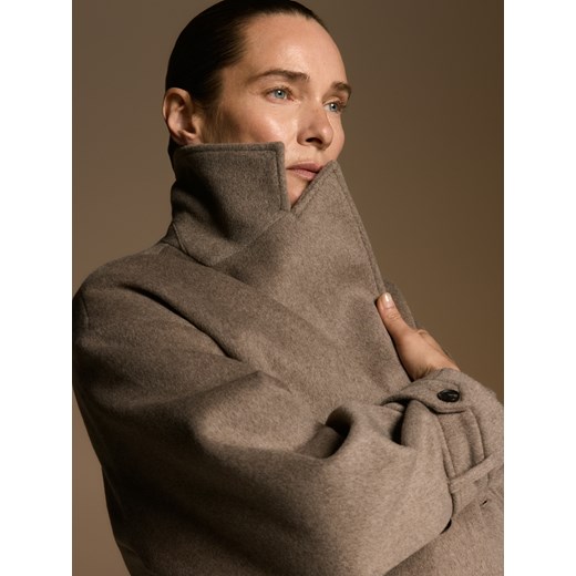 Reserved - Płaszcz z wełną - beżowy Reserved XS Reserved