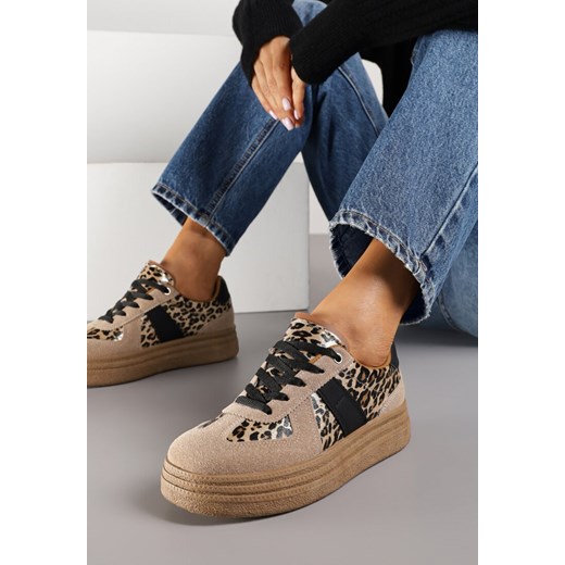 Panterkowe Sneakersy w Stylu Tenisówek na Platformie Gilritisa ze sklepu renee.pl w kategorii Buty sportowe damskie - zdjęcie 186254681