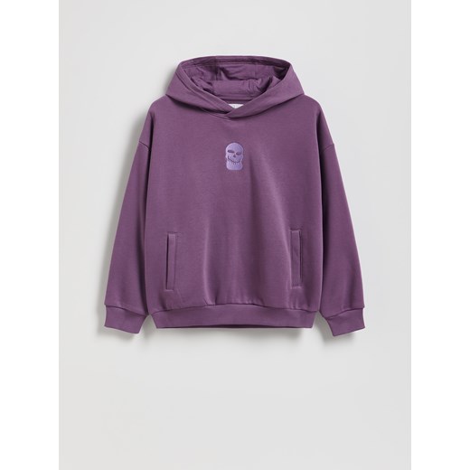 Reserved - Bawełniana bluza z kapturem - fioletowy ze sklepu Reserved w kategorii Bluzy chłopięce - zdjęcie 186257352