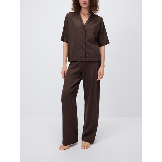 Reserved - Dwuczęściowa piżama z dodatkiem lnu - jasny zielony ze sklepu Reserved w kategorii Piżamy damskie - zdjęcie 186259400