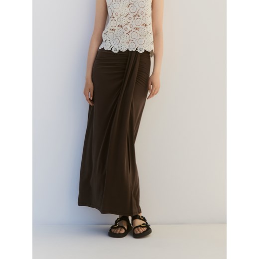 Reserved - Spódnica maxi z modalem - ciemnobrązowy ze sklepu Reserved w kategorii Spódnice - zdjęcie 186260171