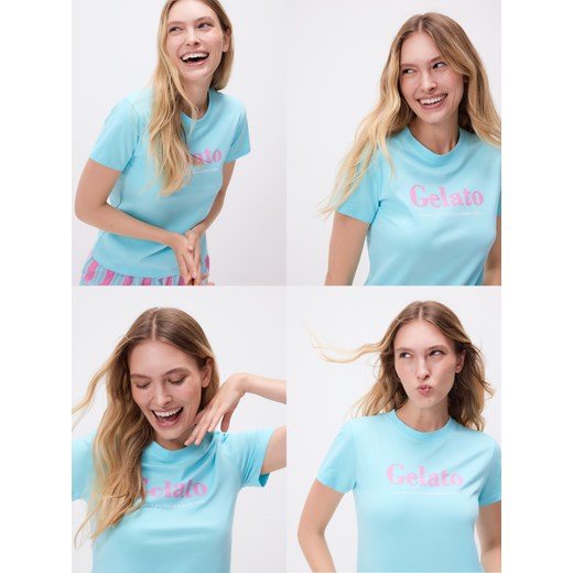 Reserved - Dwuczęściowa piżama z nadrukiem - turkusowy ze sklepu Reserved w kategorii Piżamy damskie - zdjęcie 186260190