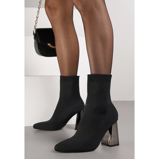 Czarne Skarpetkowe Botki VICES na Słupku w Eleganckim Stylu Rarana Renee 41 renee.pl