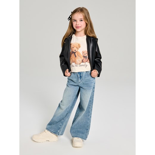 Sinsay - Bawełniana koszulka z nadrukiem - kremowy Sinsay 104 (3-4 l) Sinsay