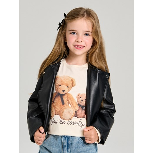 Sinsay - Bawełniana koszulka z nadrukiem - kremowy Sinsay 116 (5-6 l) Sinsay