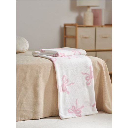 Sinsay - Miękki koc ze wzorem w kokardy - biały ze sklepu Sinsay w kategorii Koce i pledy - zdjęcie 186261871