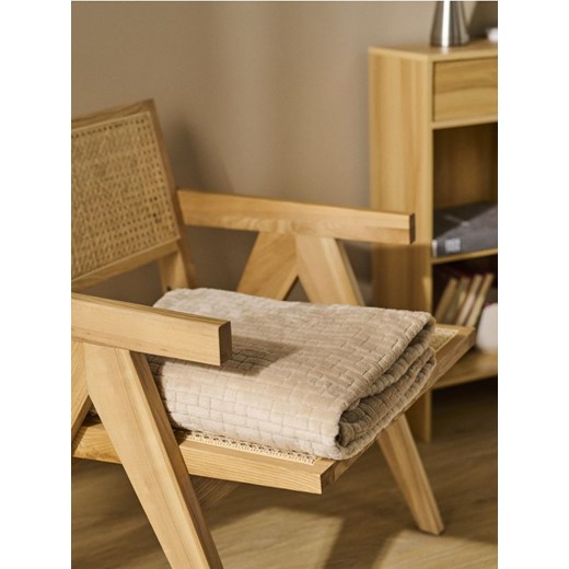 Sinsay - Puszysty koc w geometryczny wzór - beżowy - id: 361FV-08X - marki Sinsay - 186261933 Sinsay - Puszysty koc w geometryczny wzór - beżowy ze sklepu Sinsay w kategorii Koce i pledy - zdjęcie 186261933