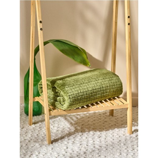 Sinsay - Puszysty koc w geometryczny wzór - zielony ze sklepu Sinsay w kategorii Koce i pledy - zdjęcie 186261934