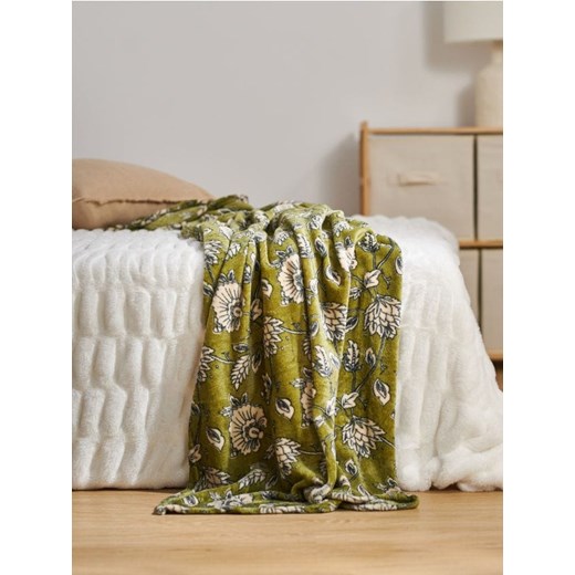 Sinsay - Koc z kwiatowym wzorem - zielony ze sklepu Sinsay w kategorii Koce i pledy - zdjęcie 186262040