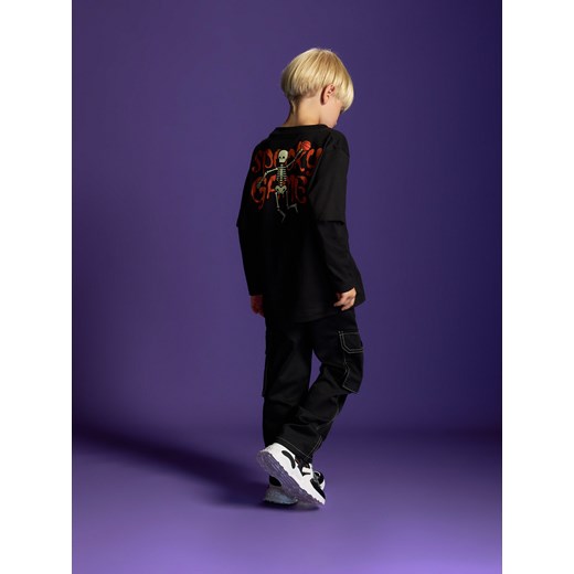 Reserved - Longsleeve z nadrukiem świecącym w ciemności - czarny Reserved 140 (9 lat) Reserved