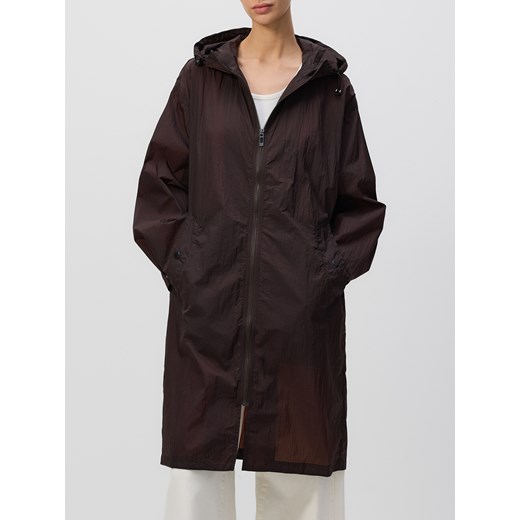 Reserved - Płaszcz oversize z kapturem - ciemnobrązowy ze sklepu Reserved w kategorii Płaszcze damskie - zdjęcie 186262653