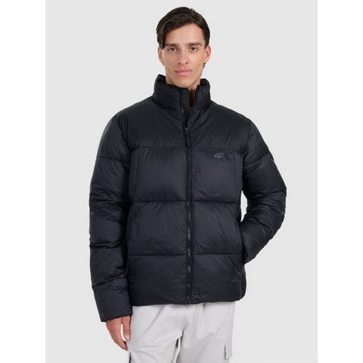 Męska kurtka puchowa pikowana 4F 4FWAW25TDJAM601 - czarna ze sklepu Sportstylestory.com w kategorii Kurtki męskie - zdjęcie 186263363