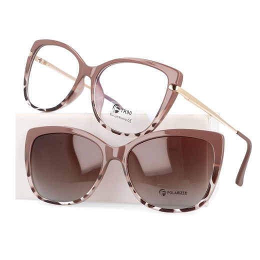 Damskie okulary do komputera z nakładką przeciwsłoneczną Clip-on 25114C ze sklepu Stylion w kategorii Okulary zerówki damskie - zdjęcie 186265612