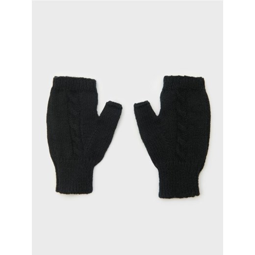 Sinsay - Rękawiczki mitenki z dekoracyjnym splotem - czarny ze sklepu Sinsay w kategorii Rękawiczki damskie - zdjęcie 186266623
