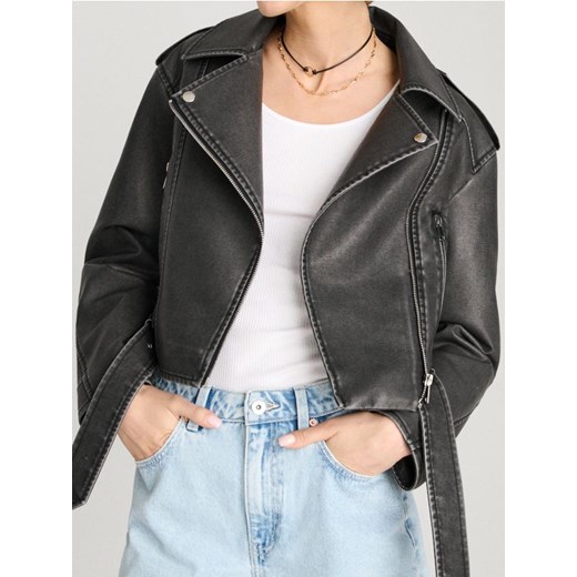 Sinsay - Kurtka biker z imitacji skóry - czarny ze sklepu Sinsay w kategorii Kurtki damskie - zdjęcie 186266654