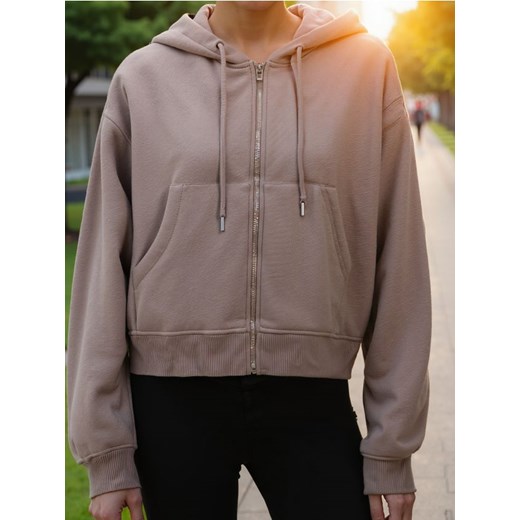 Sinsay - Bluza z kapturem z zapięciem - beżowy ze sklepu Sinsay w kategorii Bluzy damskie - zdjęcie 186266672