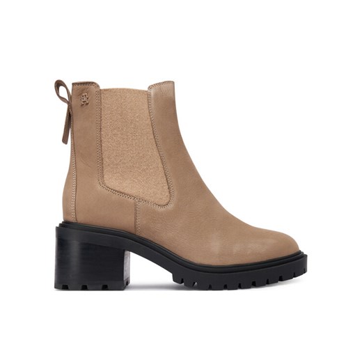Botki Tommy Hilfiger Th Nubuck Chelsea Cleated Heel FW0FW09158 Beżowy ze sklepu eobuwie.pl w kategorii Botki - zdjęcie 186266793