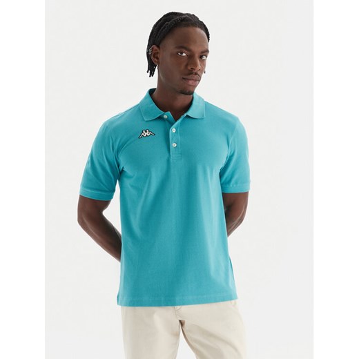 Kappa Polo Logo Sharas Mss 302B3D0 Turkusowy Regular Fit ze sklepu MODIVO w kategorii T-shirty męskie - zdjęcie 186267373
