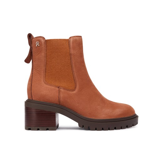 Tommy Hilfiger Botki Th Nubuck Chelsea Cleated Heel FW0FW09158 Brązowy ze sklepu MODIVO w kategorii Botki - zdjęcie 186267481