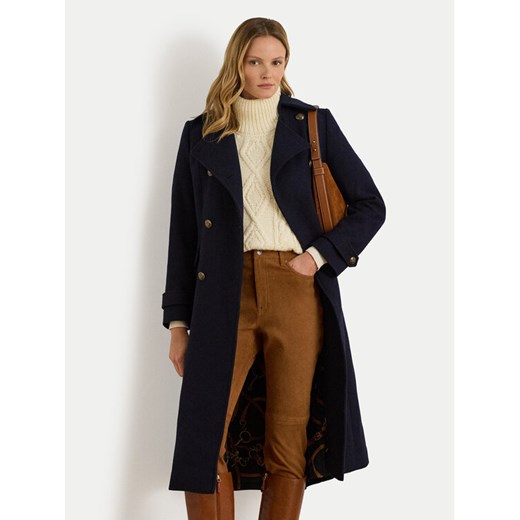 LAUREN RALPH LAUREN Płaszcz wełniany 297P04150002 Granatowy Regular Fit ze sklepu MODIVO w kategorii Płaszcze damskie - zdjęcie 186267670