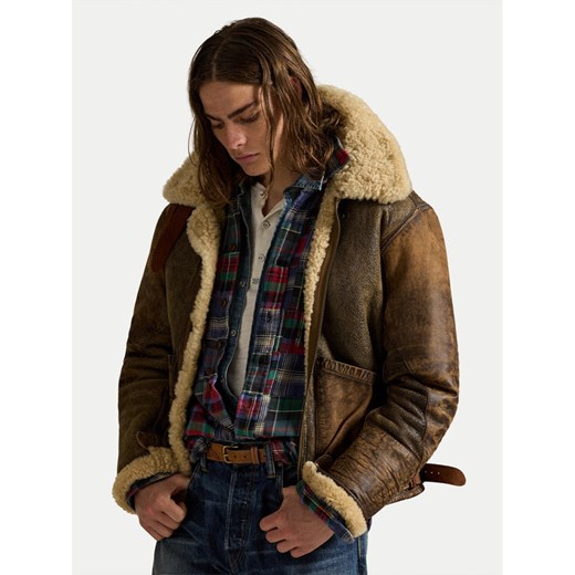 Polo Ralph Lauren Kurtka skórzana 710939176001 Brązowy Regular Fit ze sklepu MODIVO w kategorii Kurtki męskie - zdjęcie 186267704