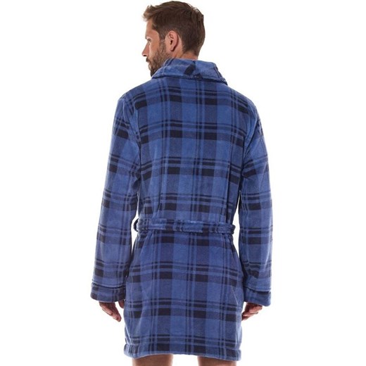 Krótki szlafrok męski niebieski 2456, Kolor niebieski-kratka, Rozmiar L, L&amp;L ze sklepu Primodo w kategorii Szlafroki męskie - zdjęcie 186270001