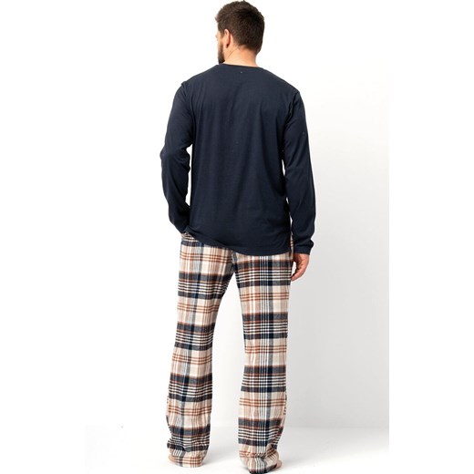 Bawełniana piżama męska MNS 444, Kolor beżowo-grafitowy, Rozmiar M, Key ze sklepu Intymna w kategorii Piżamy męskie - zdjęcie 186270511