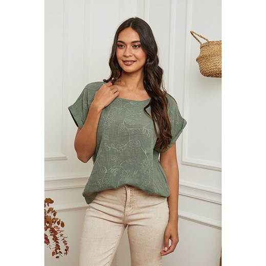 La Compagnie Du Lin Koszulka w kolorze khaki ze sklepu Limango Polska w kategorii Bluzki damskie - zdjęcie 186272254