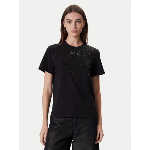 KARL LAGERFELD T-Shirt A4W17050 Czarny Regular Fit ze sklepu MODIVO w kategorii Bluzki damskie - zdjęcie 186272743