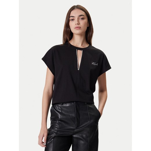 KARL LAGERFELD Bluzka A4W17046 Czarny Relaxed Fit ze sklepu MODIVO w kategorii Bluzki damskie - zdjęcie 186272744