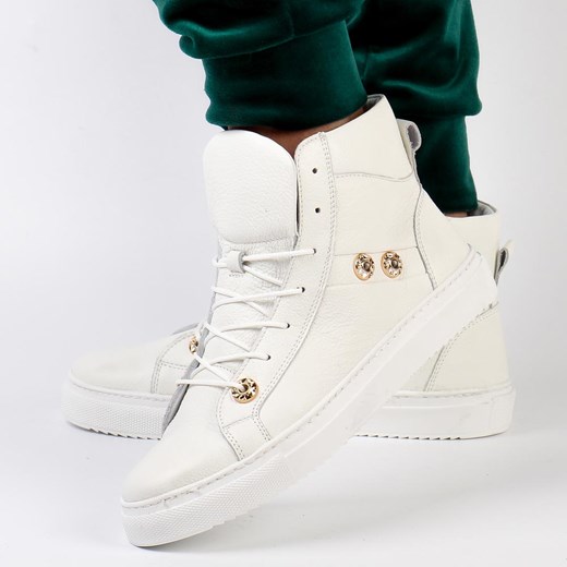 Białe skórzane Polskie trampki damskie, botki Deoni D489 - id: 23394 - marki Deoni - 186273862 Białe skórzane Polskie trampki damskie, botki Deoni D489 ze sklepu suzana.pl w kategorii Trampki damskie - zdjęcie 186273862