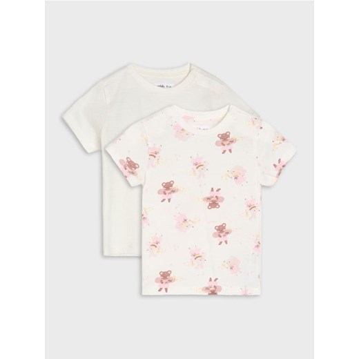 Sinsay - Koszulki z krótkim rękawem 2 pack - kremowy - id: 111FT-01X - marki Sinsay - 186277474 Sinsay - Koszulki z krótkim rękawem 2 pack - kremowy ze sklepu Sinsay w kategorii Kaftaniki i bluzki - zdjęcie 186277474