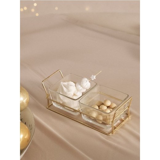 Sinsay - Taca do serwowania z dwoma miseczkami - złoty Sinsay One Size Sinsay