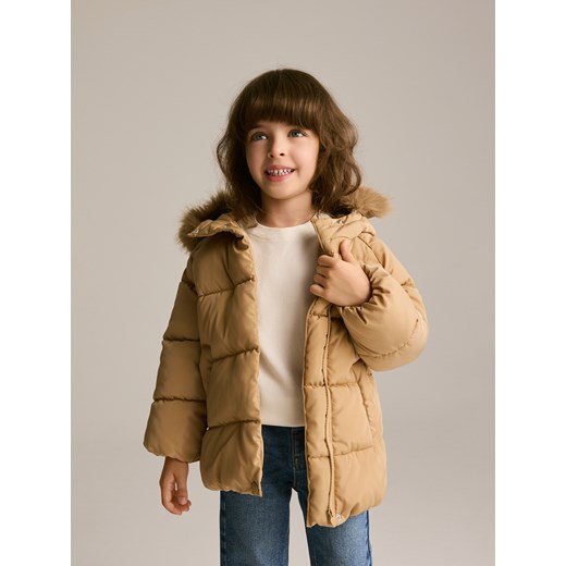 Reserved - Pikowana kurtka z kapturem - beżowy ze sklepu Reserved w kategorii Kurtki dziewczęce - zdjęcie 186282034