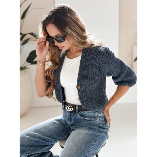 Sweter damski NUTI niebieski Dstreet MY1675 ze sklepu DSTREET.PL w kategorii Swetry damskie - zdjęcie 186282643