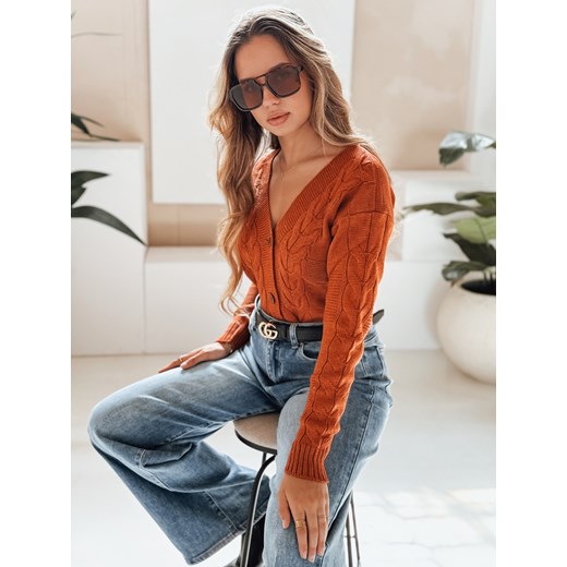 Sweter damski rozpinany RUSTICHE rudy Dstreet MY2423 ze sklepu DSTREET.PL w kategorii Swetry damskie - zdjęcie 186282650
