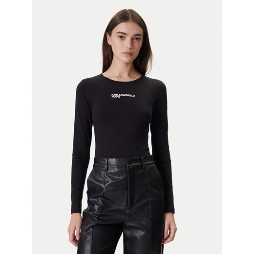 Karl Lagerfeld Jeans Body A4W17017 Czarny Slim Fit ze sklepu MODIVO w kategorii Bluzki damskie - zdjęcie 186283890