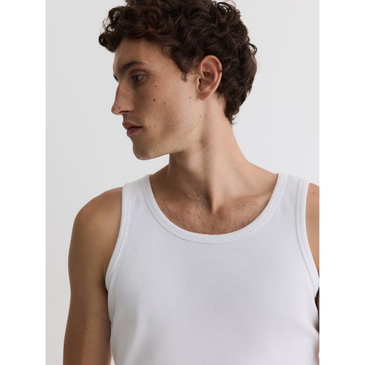 Reserved - Bawełniany tank top - biały ze sklepu Reserved w kategorii T-shirty męskie - zdjęcie 186286253