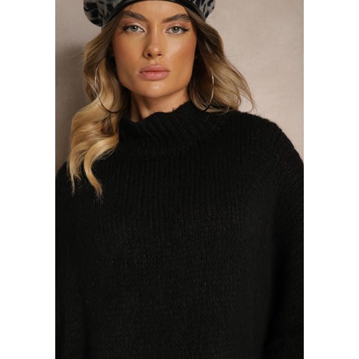 Czarny Golf Oversize z Domieszką Wełny Asintavira Renee ONE SIZE renee.pl