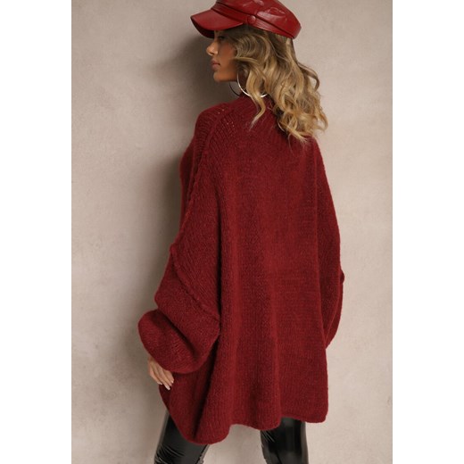 Bordowy Golf Oversize z Wełną z Opadającą Linią Ramion Lilirea Renee ONE SIZE renee.pl