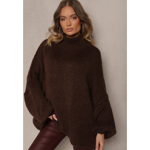 Brązowy Golf Oversize z Wełną z Opadającą Linią Ramion Lilirea ze sklepu renee.pl w kategorii Swetry damskie - zdjęcie 186287640