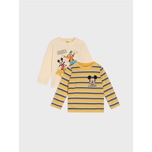 Sinsay - Koszulki z długimi rękawami 2 pack Mickey Mouse - kremowy - id: 726EM-01X - marki Sinsay - 186288101 Sinsay - Koszulki z długimi rękawami 2 pack Mickey Mouse - kremowy ze sklepu Sinsay w kategorii Bluzki dziewczęce - zdjęcie 186288101
