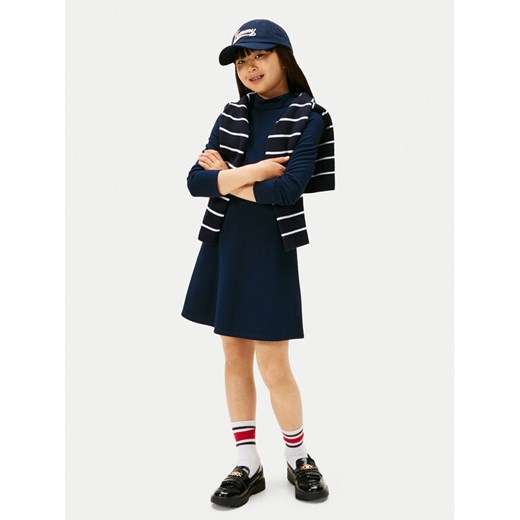 Tommy Hilfiger Sukienka codzienna Essential Skater KG0KG08790 S Granatowy Regular Fit ze sklepu MODIVO w kategorii Sukienki dziewczęce - zdjęcie 186290923