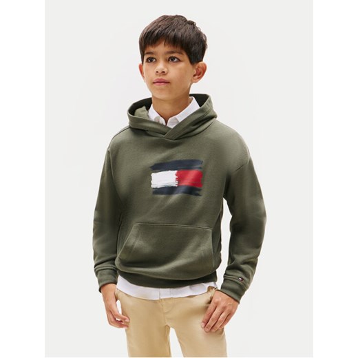 Tommy Hilfiger Bluza Flag KB0KB10112 Zielony Regular Fit ze sklepu MODIVO w kategorii Bluzy chłopięce - zdjęcie 186291012