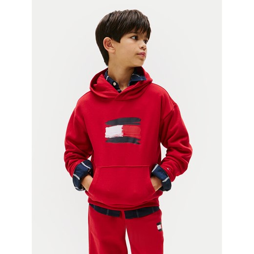 Tommy Hilfiger Bluza Flag KB0KB10112 Czerwony Regular Fit ze sklepu MODIVO w kategorii Bluzy chłopięce - zdjęcie 186291030